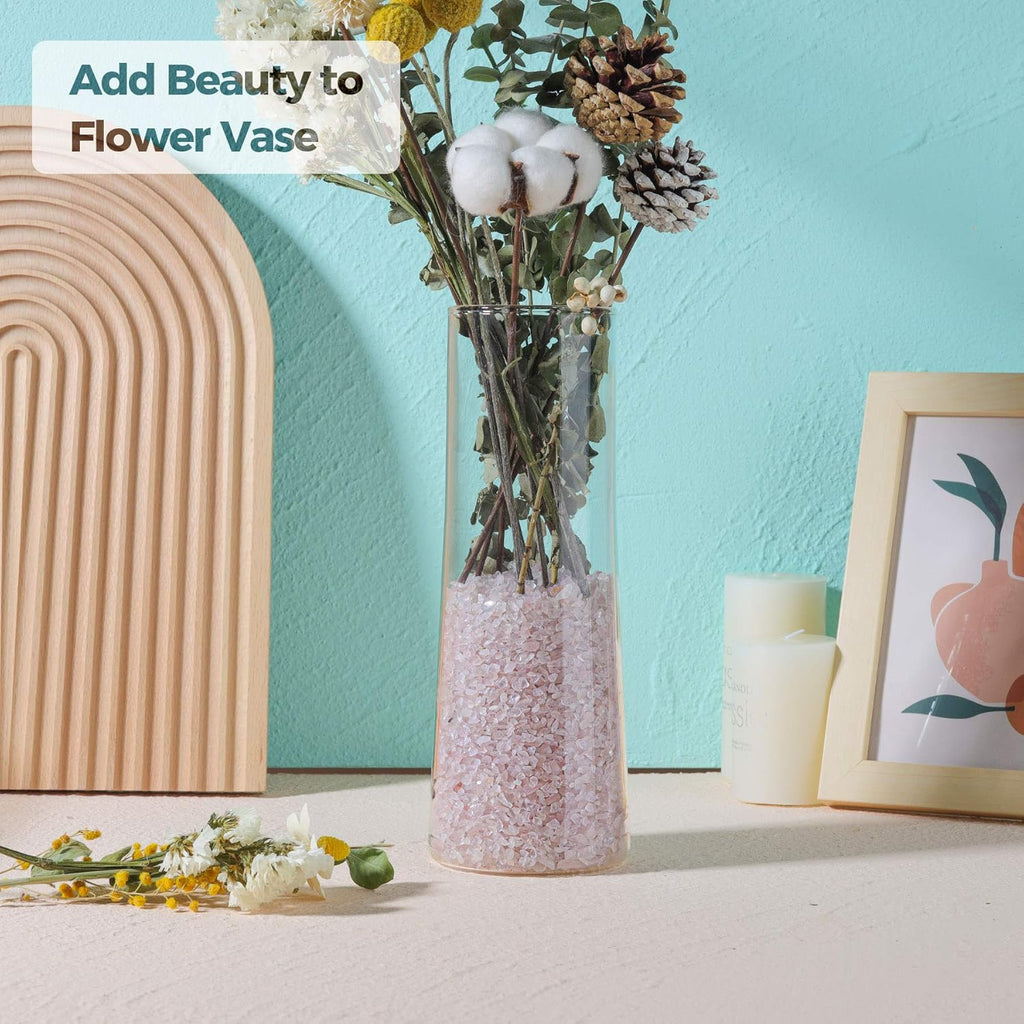 Tumbled Crystal Quartz Chips - 1 LB Irregular Shaped Healing Stones for Potted Plants, Resin Art, Vase Fillers, and Aquarium Gravel (Light Rose)