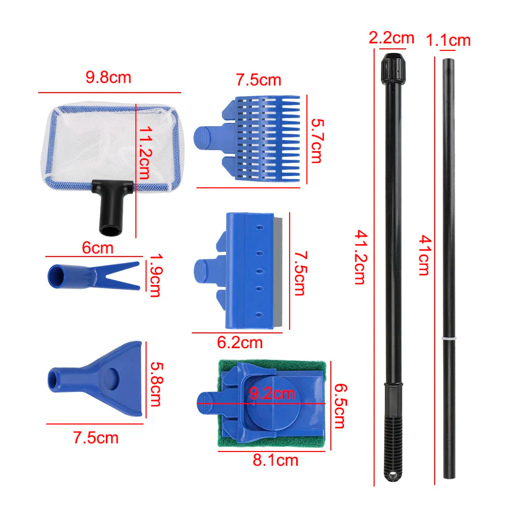 Adjustable Aquarium Tank Clean Set Aquarium Cleaning Tools 5 in 1 Aquarium Cleaner