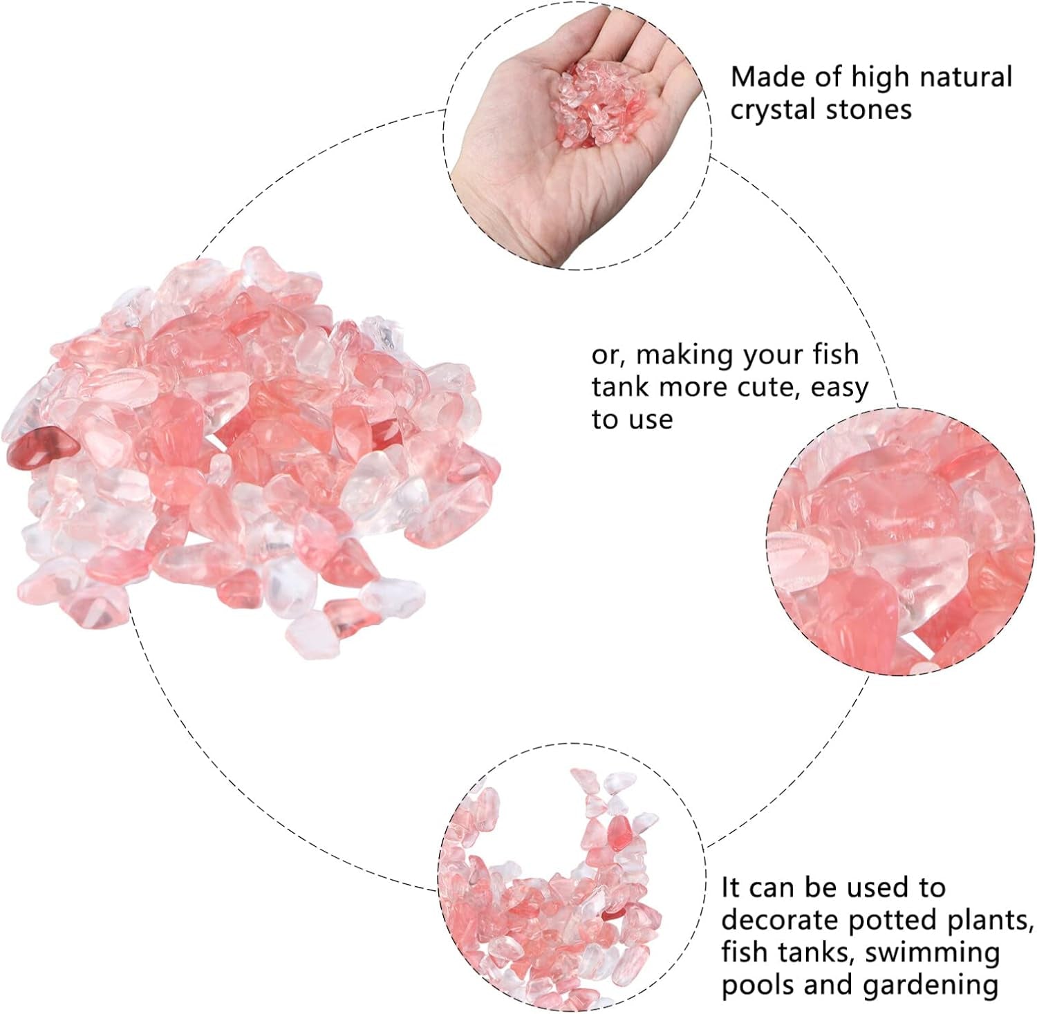 Aquarium Pebbles Pink-Fish Tank Gravel Rock Crystal Stones for Fish Tank/Terrariums/Garden/Flowerpot/Glassware/Vases Decoration (100G 5-7Mm)