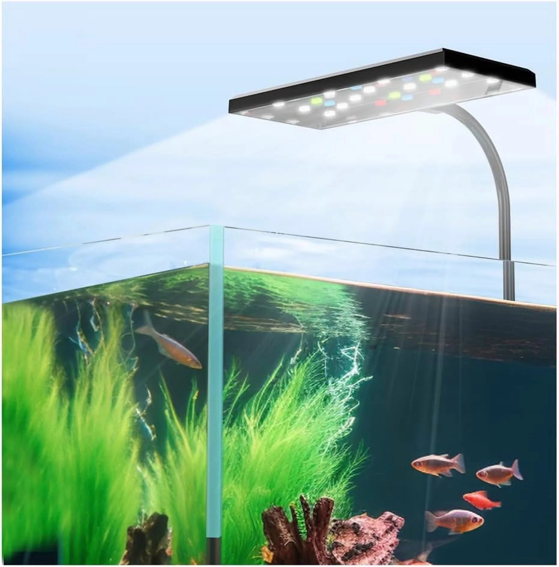 LED Aquarium Light,Full Spectrum Aquarium Plant Light,Clip on Freshwater Planted Light for Aquarium Plant Growth,Dimmable Nano Refugium Tank Light,Adjustable Timer/Brightness, IP68