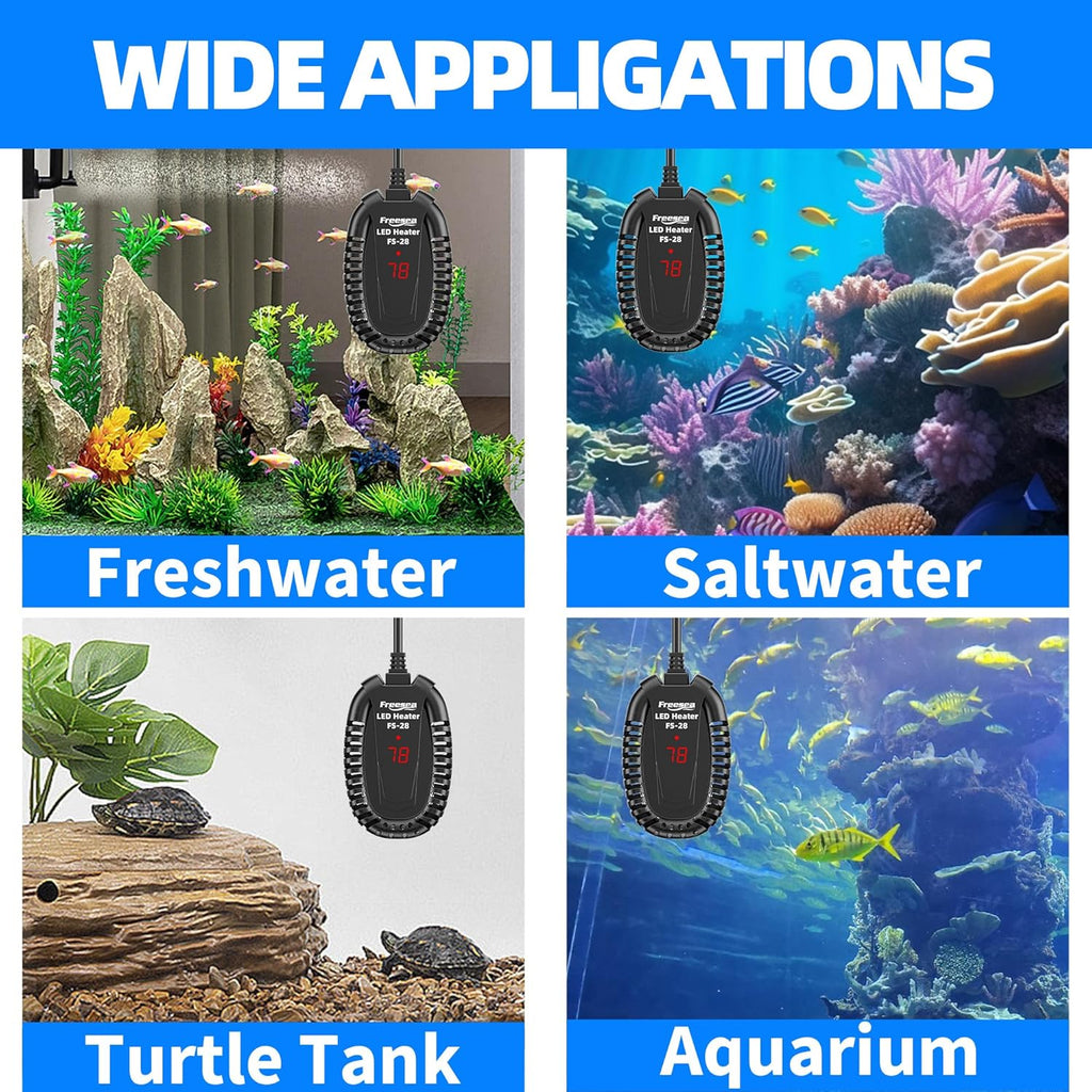 50W Submersible Aquarium Heater with Adjustable Temperature Controller for Betta, Saltwater, and Freshwater Tanks (1-10 Gallon)