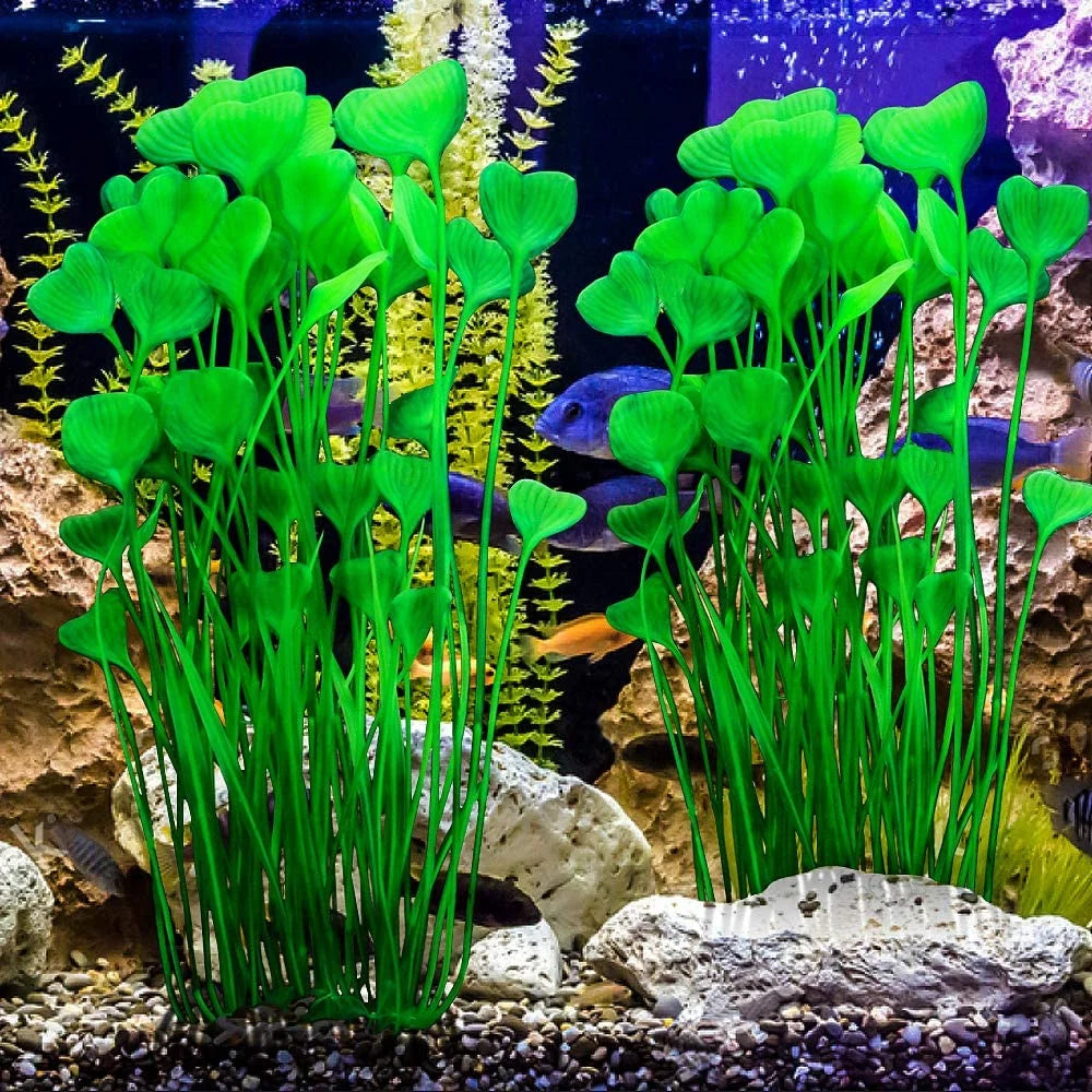 Plastic Fish Tank Plants, Artificial Tall Aquarium Plants for Fish Tank Decor, 15.75 Inches (Pack of 2)