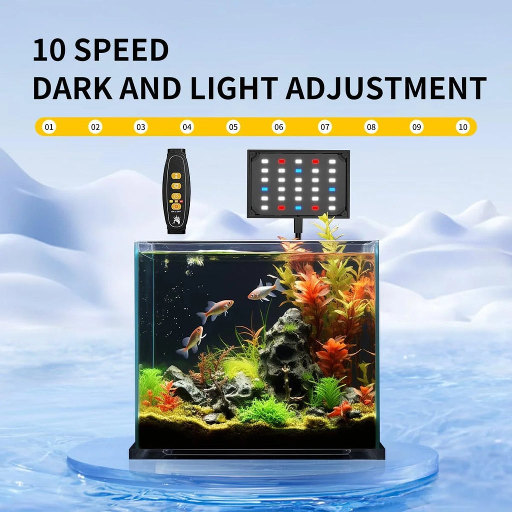 LED Aquarium Light,Full Spectrum Aquarium Plant Light,Clip on Freshwater Planted Light for Aquarium Plant Growth,Dimmable Nano Refugium Tank Light,Adjustable Timer/Brightness, IP68