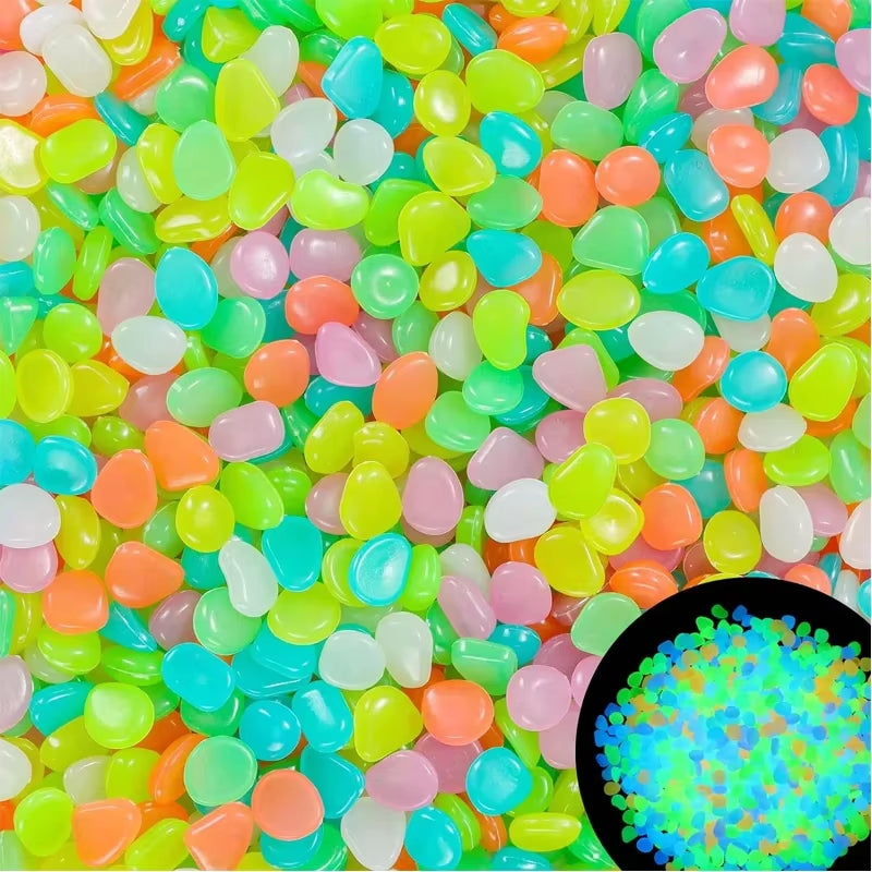 100Pcs Colorful Glowing Rocks for Aquarium Decoration Glow in the Dark Pebbles
