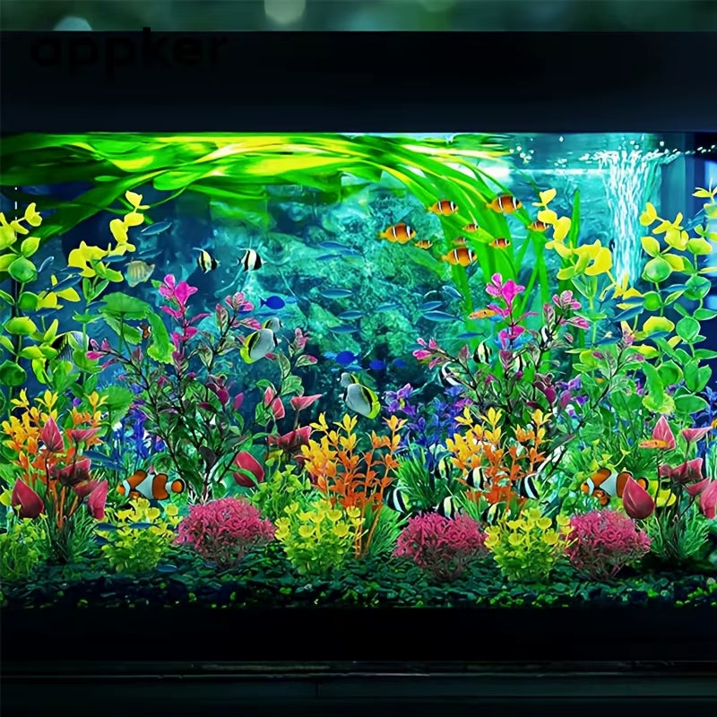 KEMORELA 25/26Pcs Artificial Plants Fish Tank Decorative Aquarium Decoration Colorful Plastic for Indoor Fish Tank Decorative