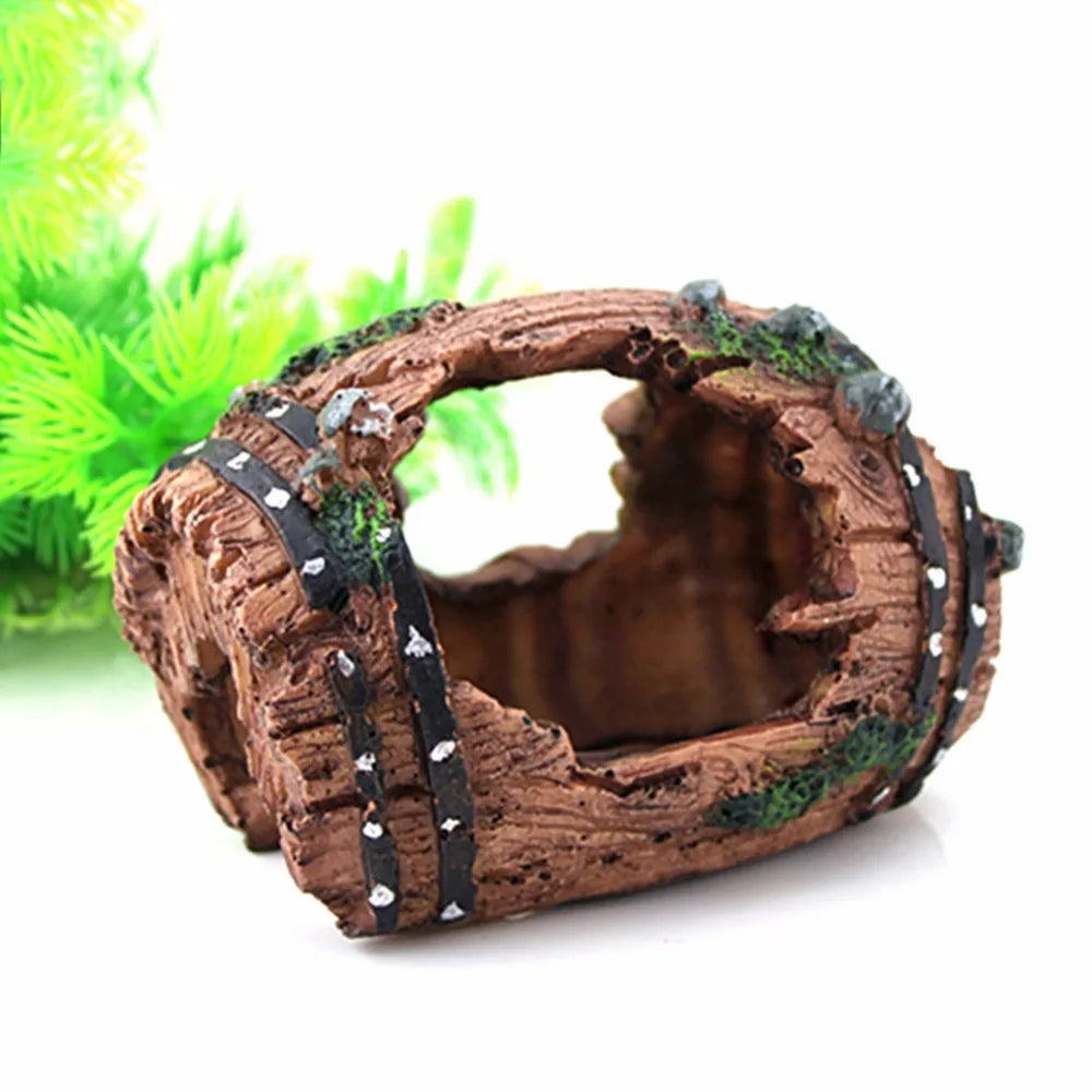 Resin Aquarium Ornaments Decorations Artificial Barrel Cave Landscaping Accessories for Fish Tank Aquarium Decoration Background