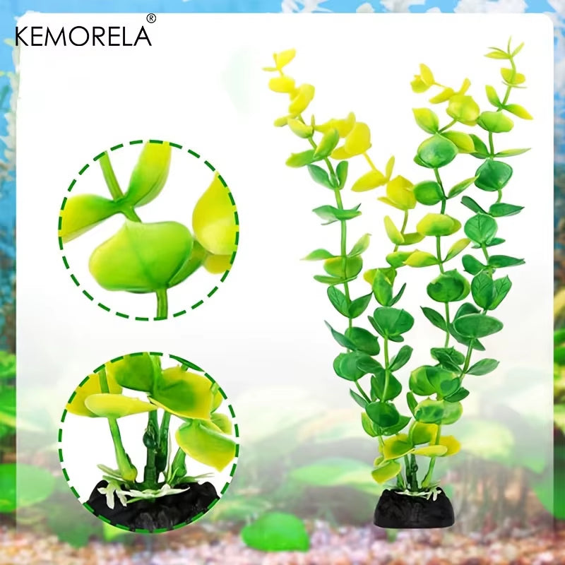 KEMORELA 25/26Pcs Artificial Plants Fish Tank Decorative Aquarium Decoration Colorful Plastic for Indoor Fish Tank Decorative