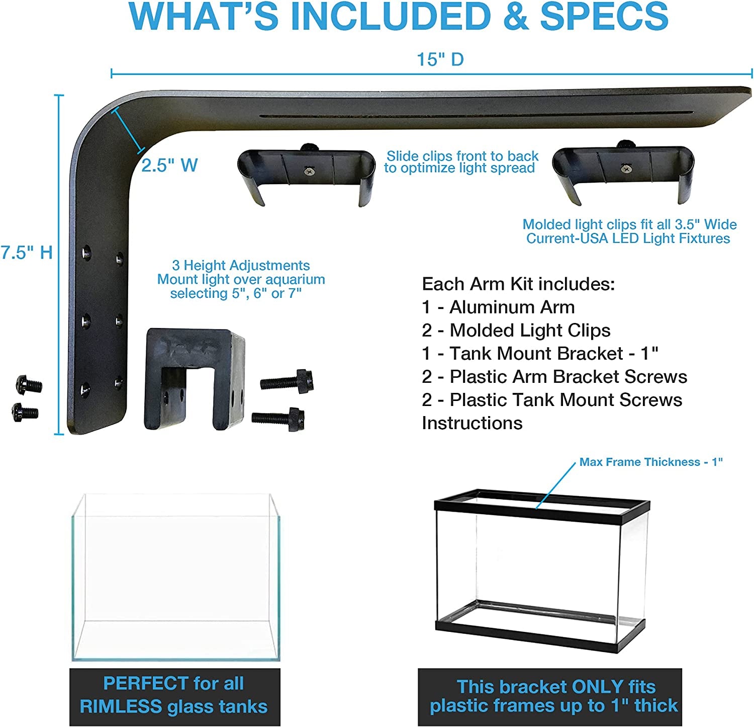 USA Orbit LED Adjustable Tank Mount Bracket (Model 4193) with Aluminum Arm
