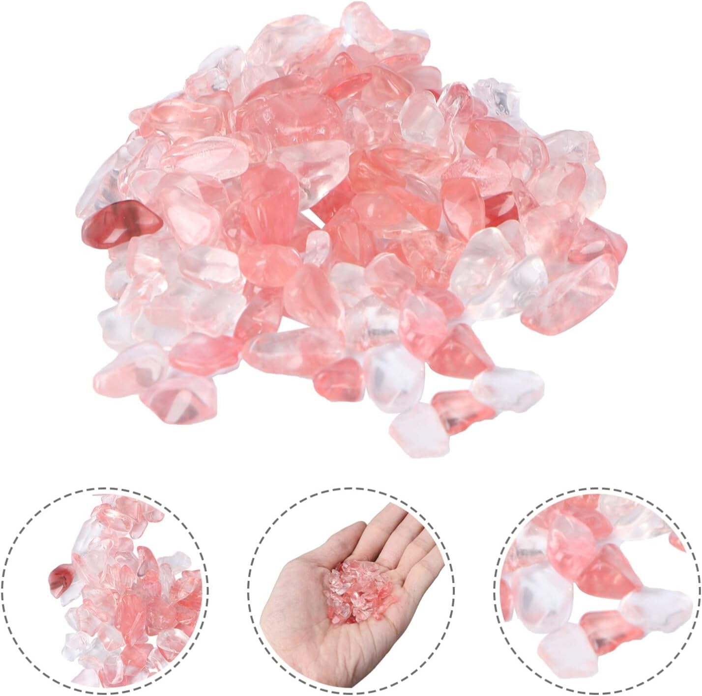 Aquarium Pebbles Pink-Fish Tank Gravel Rock Crystal Stones for Fish Tank/Terrariums/Garden/Flowerpot/Glassware/Vases Decoration (100G 5-7Mm)