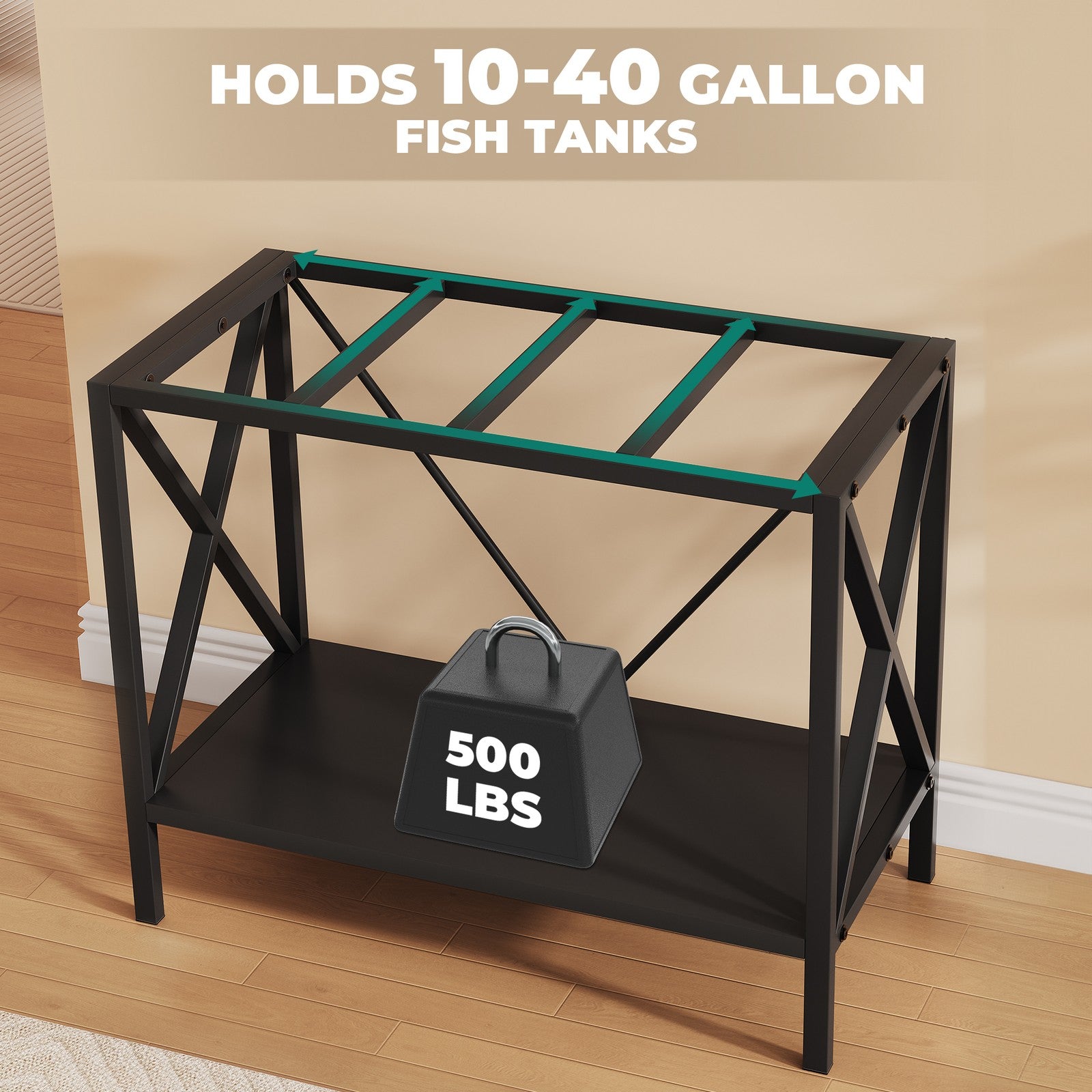 X-Shape 40 Gallon Fish Tank Stand 500Lbs Capacity for Metal Aquarium Stand