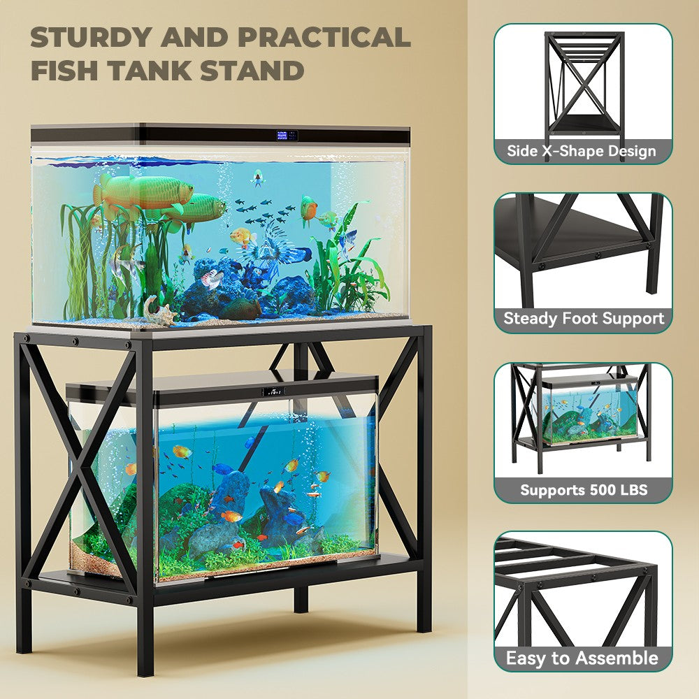 X-Shape 40 Gallon Fish Tank Stand 500Lbs Capacity for Metal Aquarium Stand