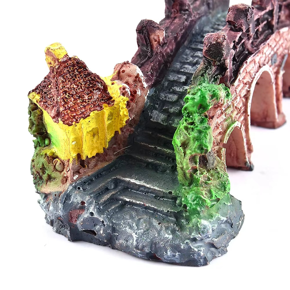 Aquarium Artificial Bridge Ornaments Resin Fish Tank Artificial Landscaping Rockery Bridge Decorations Aquarium Decor Supplies