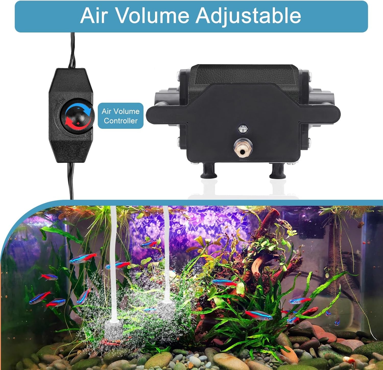 Quiet Aquarium Air Pump 200/317/475GPH High Pressure Commercial Air Pump Pond Aerator Bubbler Hydroponics Air Pump Oxygen Pump