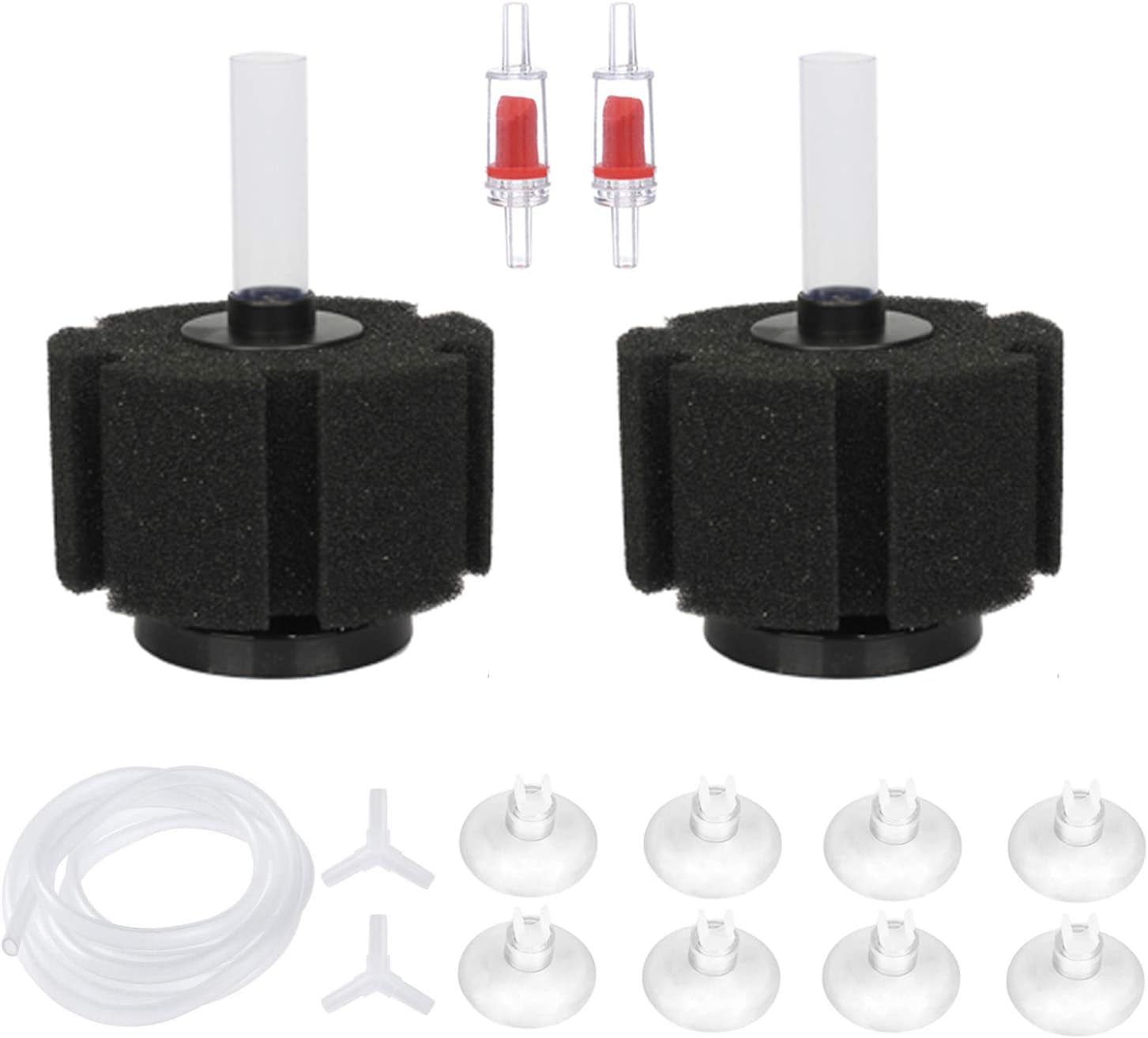 Aquarium Sponge Filter with Airline Tubing, Check Valves, Suction Cups for 55 Gallon Fish Tank, Betta, Nano, Shrimp, Fry