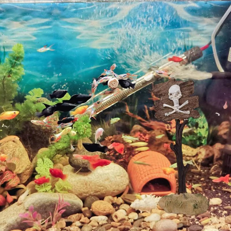 Aquarium Shark Warning Sign Resin Fish Tank Decorations Funny Aquarium Fish Tank Decor Ornaments for Aquarium Fish Tank