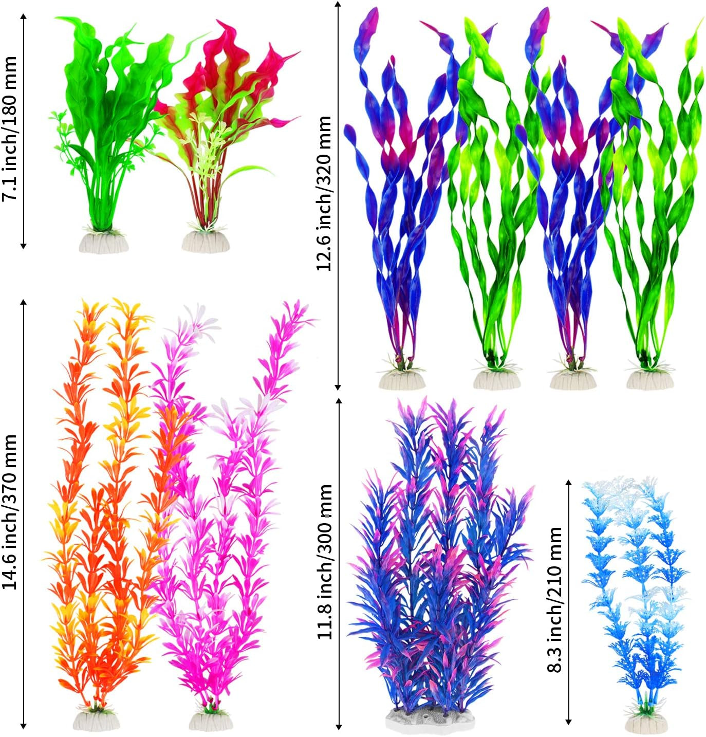 10-Pack Artificial Aquarium Plants for Decorative Fish Tank (Blue)