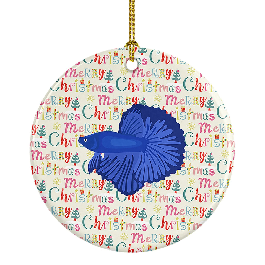 Delta Tail Betta Fish Christmas Ceramic Ornament