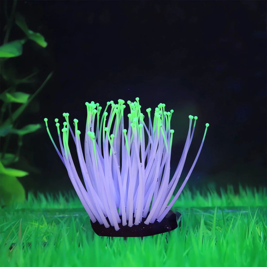 Artificial Aquarium Fish Tank Decoration, Silicone Soft Sea Anemone- Fake Sea Anemone Fish Tank Ornament Decoration Simulation Landscape (Green)