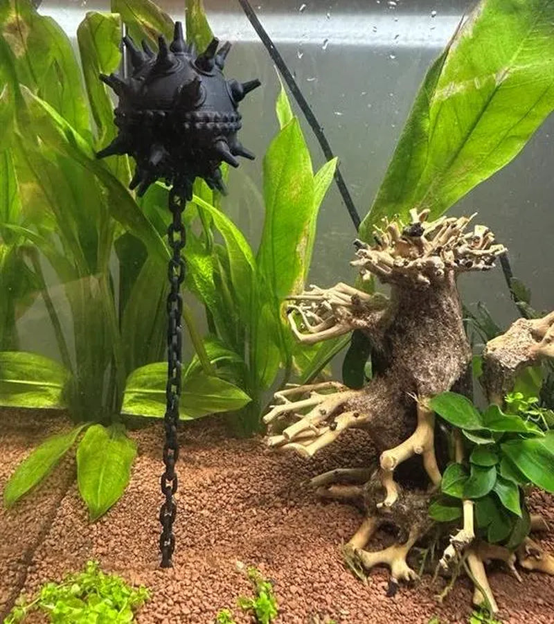 Floating Naval Mine Aquarium Decor with Chain Fish Tank Ornament
