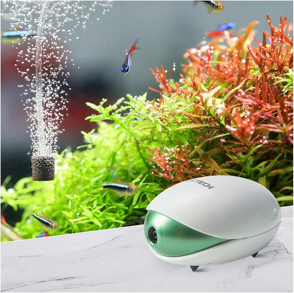 Aquarium Air Pump, Oxygen Fish Air Pump with Adjustable Air Valve, Fish Tank Air Pump with Accessories Tube, Bubble Stone and Check Valve, Tank Aerator Kit