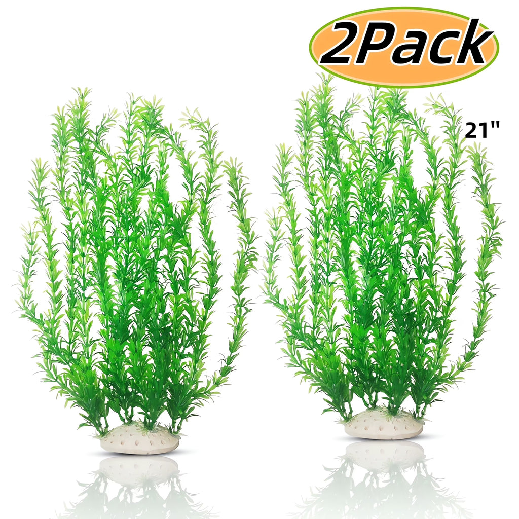 Aquarium Decor, Tall Aquarium Plastic Plants ,21 Inches Artificial Water Fake Plant Used for Fish Tank Decorations 2Pcs