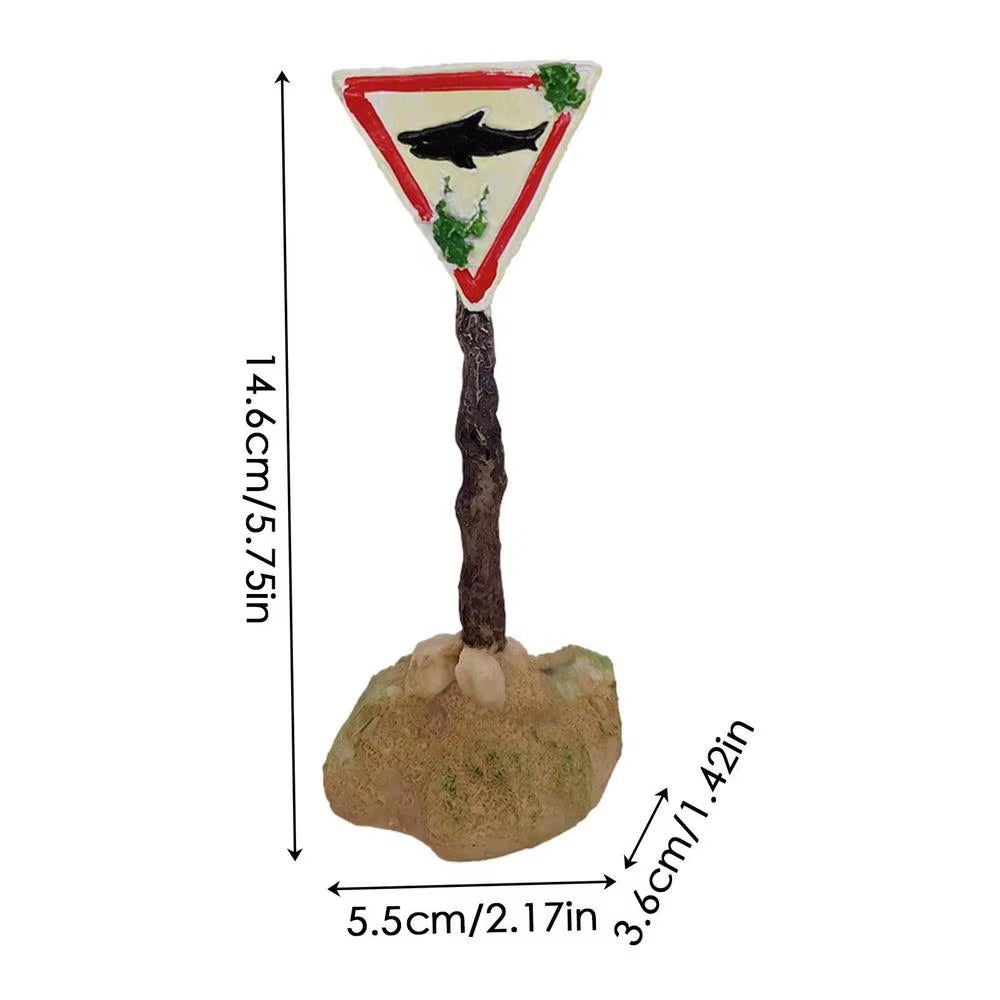 Aquarium Shark Warning Sign Resin Fish Tank Decorations Funny Aquarium Fish Tank Decor Ornaments for Aquarium Fish Tank