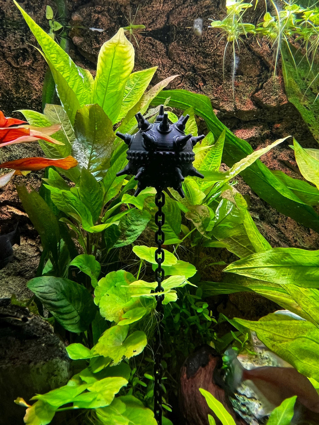 Floating Naval Mine Aquarium Decor with Chain Fish Tank Ornament