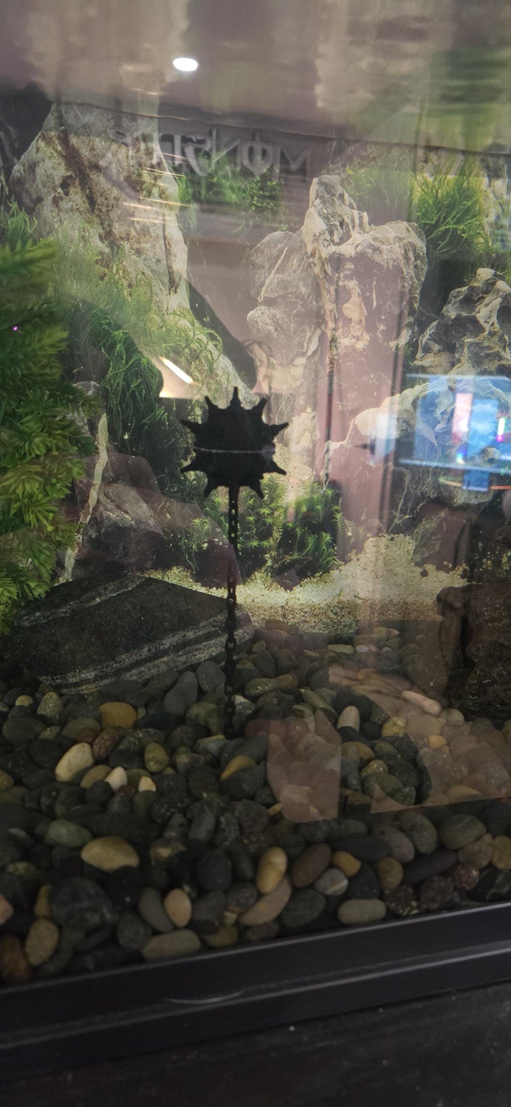 Floating Naval Mine Aquarium Decor with Chain Fish Tank Ornament